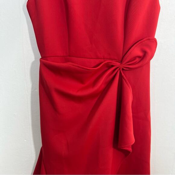 Fehaute Red Elegant Midi A-line Waist Twist Day To Night Dress Size Small NWT - Picture 7 of 14